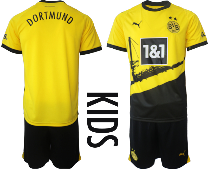 Youth 2023-2024 Club Borussia Dortmund home blank yellow Soccer Jersey
